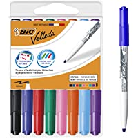 BIC Velleda 1741 marcadores de pizarra punta media para pizarra blanca – Caja de 8 unidades- colores surtidos- material…